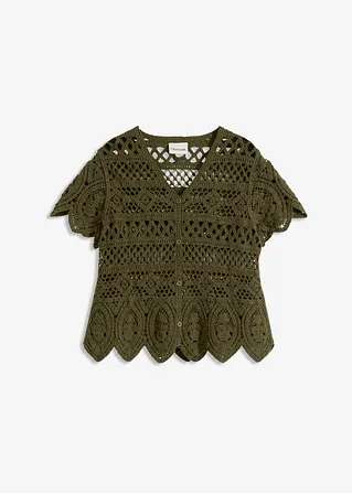 Crochet Kurzjacke in grün von vorne - bonprix