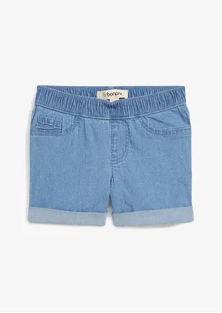Jeans-Shorts Mid Waist in blau von vorne - bonprix