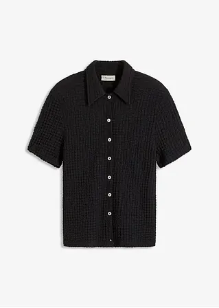Shirtbluse mit Struktur in schwarz von vorne - bonprix