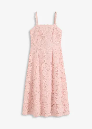 Spitzenkleid mit dekorierten Trägern in rosa von vorne - bonprix