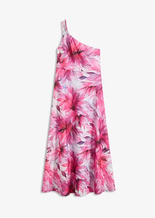 One-Shoulder-Kleid aus strukturiertem Crepe in weiß von vorne - bonprix