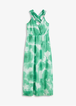 Chiffonkleid mit Trägern und Accessoire-Dekor in weiß von vorne - bonprix