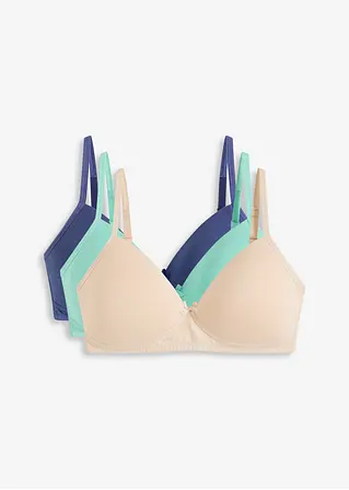 Schalen BH ohne Bügel mit Bio-Baumwolle (3er Pack) in beige von vorne - bonprix