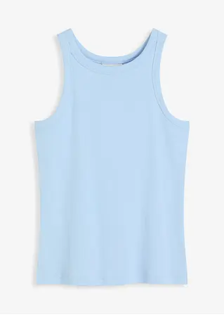 Geripptes Tanktop in blau von vorne - bonprix