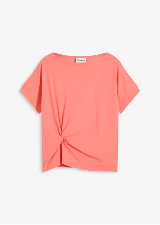 T-Shirt mit Knotendetail in pink von vorne - bonprix