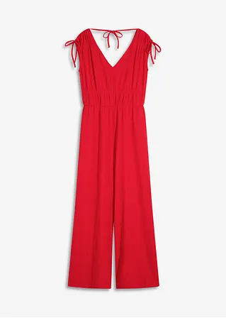 Jumpsuit aus strukturiertem Crêpe in rot von vorne - bonprix