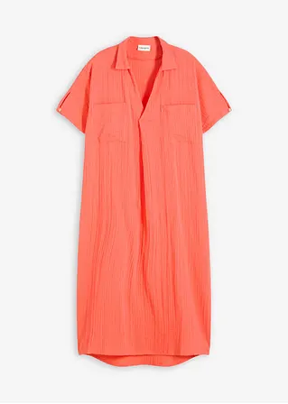 Kaftan-Kleid aus weichem Musselin in pink von vorne - bonprix