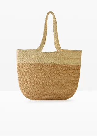 Strohshopper in beige von vorne - bonprix