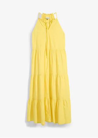 Kleid mit Seidenanteil in gelb von vorne - bonprix
