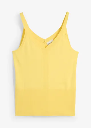 Stricktop mit Seidenanteil in gelb von vorne - bonprix