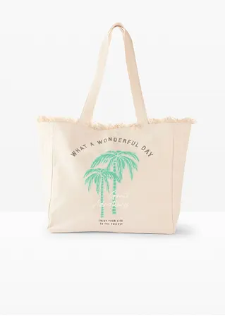 Shopper Canvas in beige von vorne - bonprix