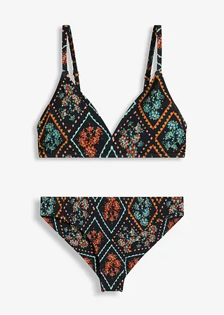 Bikini (2-tlg.Set) mit Hipster Bikinihose in schwarz von vorne - bonprix
