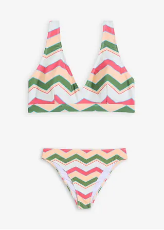 Bustier-Bikini (2-tlg.Set) mit V-Ausschnitt in grün von vorne - bonprix