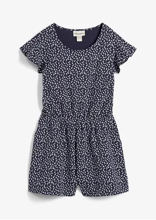 Jersey-Jumpsuit aus elastischem Bio-Baumwoll-Mix in blau von vorne - bonprix