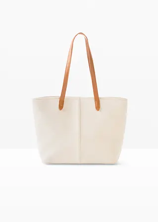Shopper Canvas in beige von vorne - bonprix