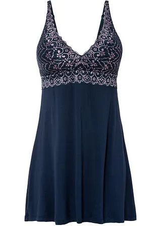 Negligé aus Viskose in blau von vorne - bonprix