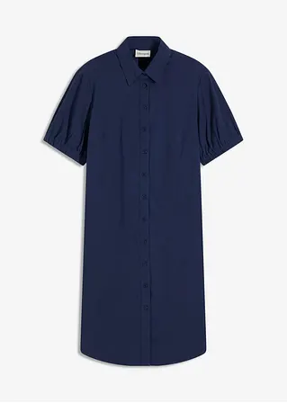 Kleid aus Baumwoll- Popeline in blau von vorne - bonprix