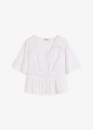 Tunika-Shirt mit Spitze in weiß von vorne - bonprix