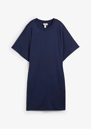 Shirtkleid aus aus bequemen Punto di Roma in blau von vorne - bonprix