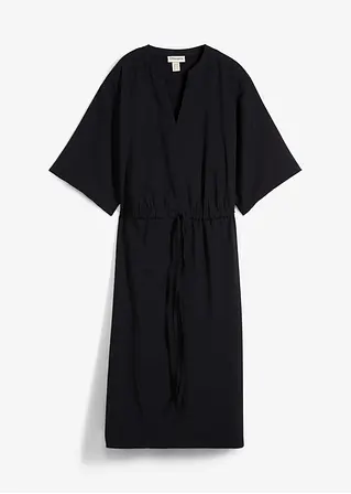 Kaftan-Kleid aus feiner Viskose in schwarz von vorne - bonprix