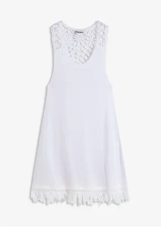 Strandkleid aus feiner Viskose in weiß von vorne - bonprix