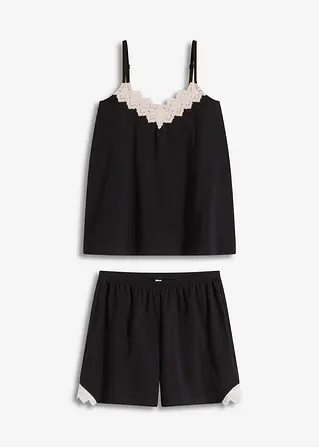 Shorty mit Spaghettiträger in schwarz von vorne - bonprix