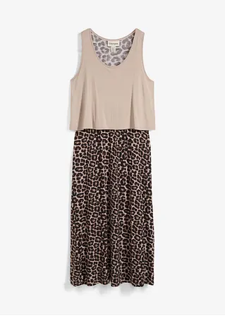 Shirt Kleid aus fließendem Viskose-Elasthan-Mix in grau von vorne - bonprix