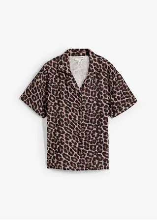 Oversize-Bluse aus Musselin in grau von vorne - bonprix