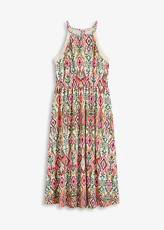 Midikleid mit Spitze in beige von vorne - bonprix