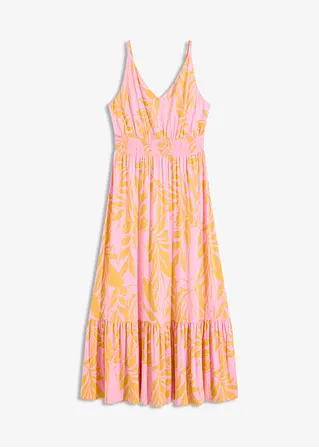 bedrucktes Trägerkleid aus softem Viskose-Mix in orange von vorne - bonprix