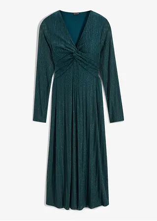 Midikleid mit Glitzereffekt in grün von vorne - bonprix