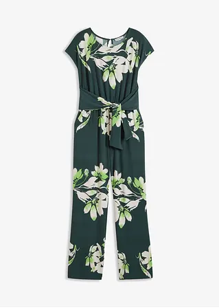 Jumpsuit mit Bindeband in grün von vorne - bonprix
