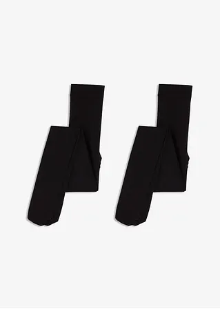 Thermo Fleece Strumpfhose 140den (2er Pack) in schwarz von vorne - bonprix