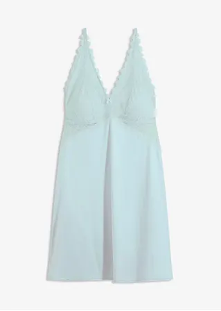 Negligé mit glänzendem Material in blau von vorne - bonprix