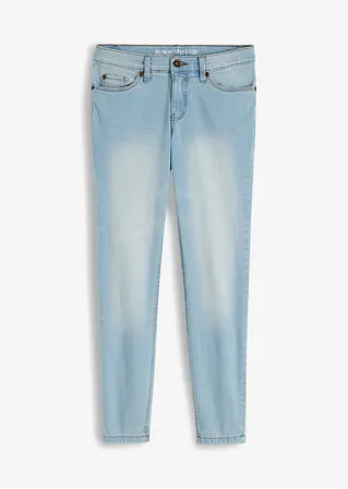 Skinny-Jeans, Mid Waist, cropped in blau von vorne - bonprix