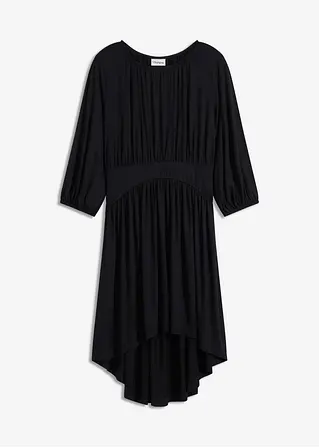 Jerseykleid mit Raffungen in schwarz von vorne - bonprix