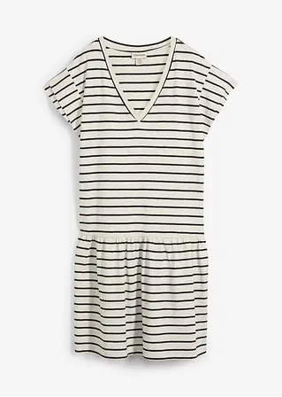 Shirtkleid aus reiner Baumwolle in beige von vorne - bonprix