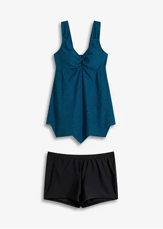 Long-Tankini (2-tlg.Set) mit Zick-Zack Saum in blau von vorne - bonprix
