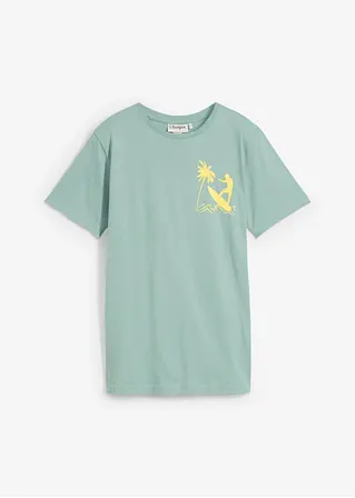 T-Shirt aus reiner Baumwolle mit großem Rückendruck in grün von vorne - bonprix