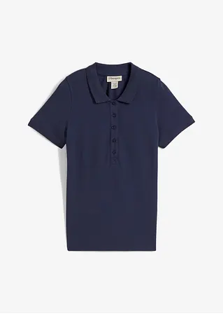 Piqué-Poloshirt aus reiner Bio-Baumwolle in blau von vorne - bonprix