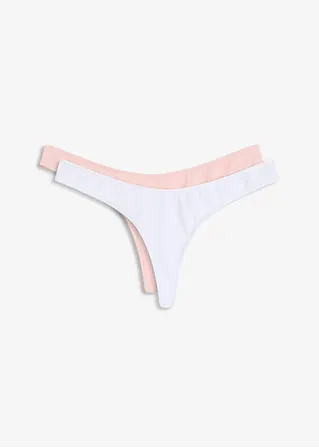 V-String mit komfortabler Baumwolle (2er Pack)  in weiß von vorne - bonprix