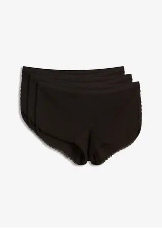 Damen Boxer  (3er Pack) mit Baumwolle in schwarz von vorne - bonprix