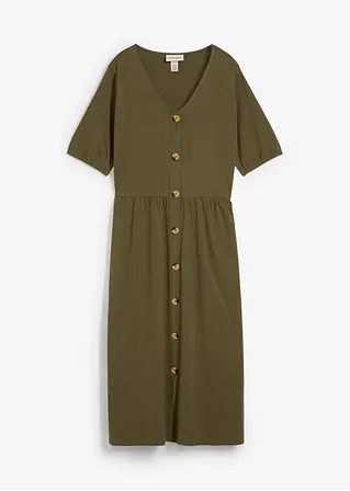 Midikleid aus reiner Baumwolle in grün von vorne - bonprix