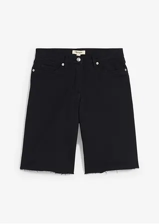 Bermuda mit offener Saumkante in schwarz von vorne - bonprix