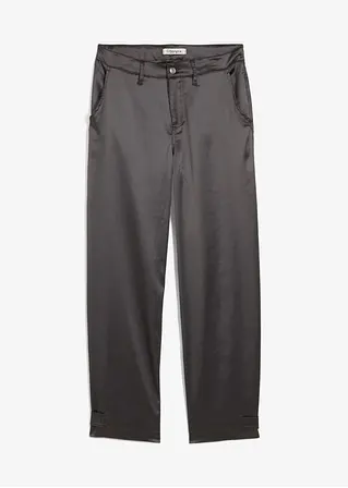 Barrel-Hose aus fließendem Satin in grau von vorne - bonprix