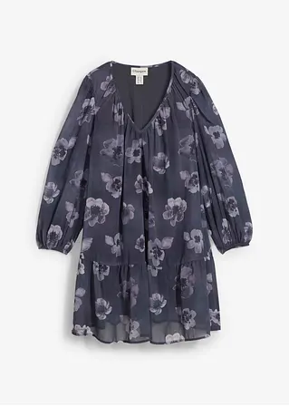Kurzes Chiffonkleid in grau von vorne - bonprix