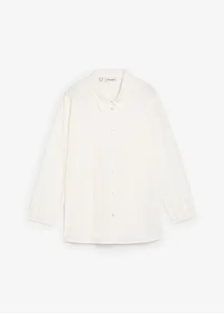 Oversize-Bluse mit Elastikeinsatz in weiß von vorne - bonprix