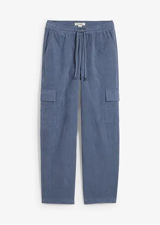 Cordhose im Barrel-Shape in blau von vorne - bonprix