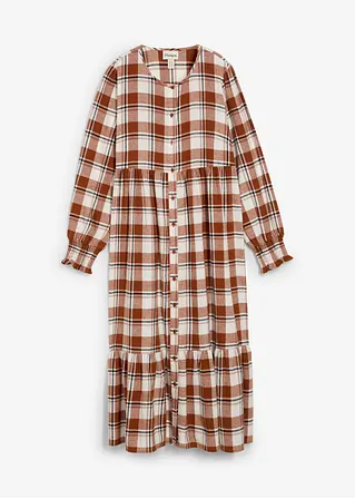 Midikleid aus Flanell in braun von vorne - bonprix