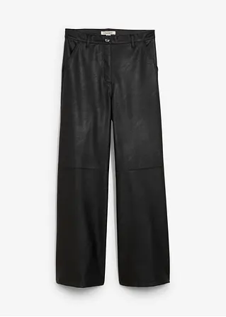 Lederimitat-Hose in schwarz von vorne - bonprix